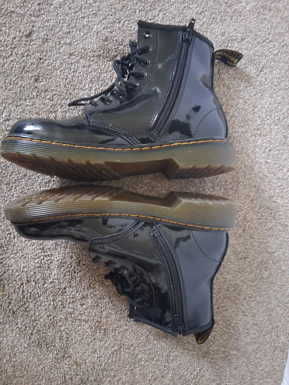Dr. Martens Kids 1460 J Black Patent Leather Side Zip Boots Size US 5L / 4M